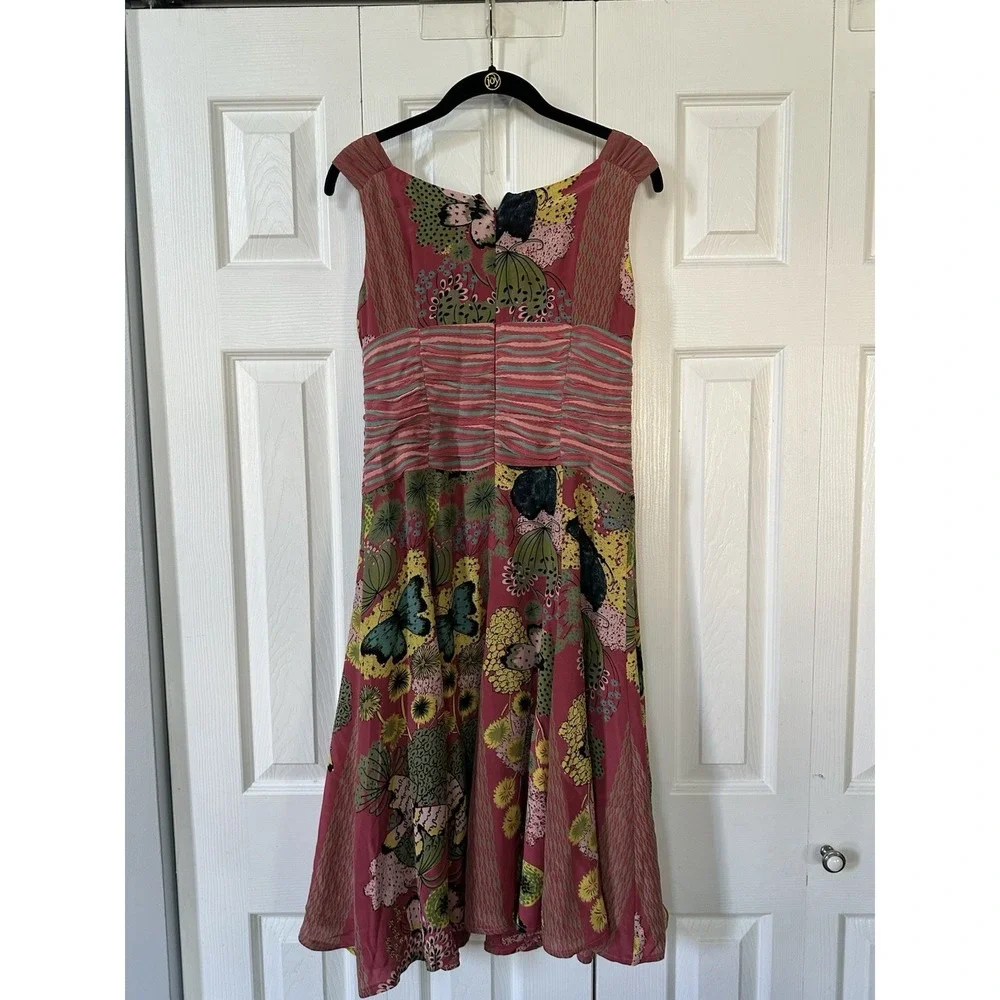 VTG NANETTE LEPORE 100% SILK Butterfly Sleeveless Y2K Dress Rare Fairy Glam 4